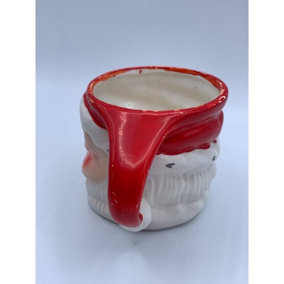 Vintage Santa Claus Ceramic Mug Winking Face Christmas Holiday Decor Cup 3" 50's - Picture 5 of 10